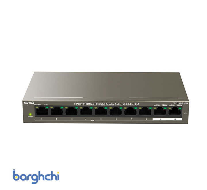 سوئیچ شبکه 8 پورت تندا مدل Tenda TEF1110P-8-102W