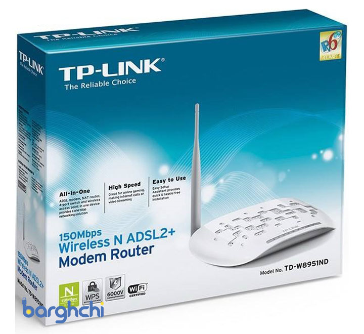 مودم روتر ADSL2 Plus بیسیم N150 تی پی-لینک مدل TD-W8951ND_V1